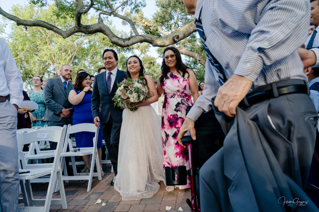 here comes the bride at Mt. Woodson Castle
